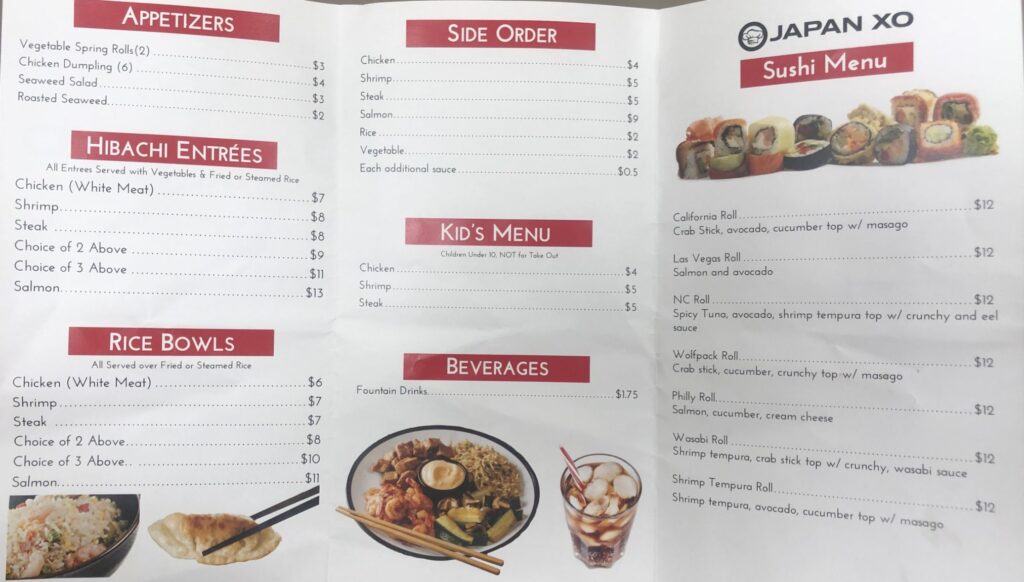 Japan XO Menu 6